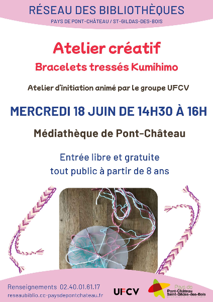 Atelier créatif - Brecelets tressés Kumihimo