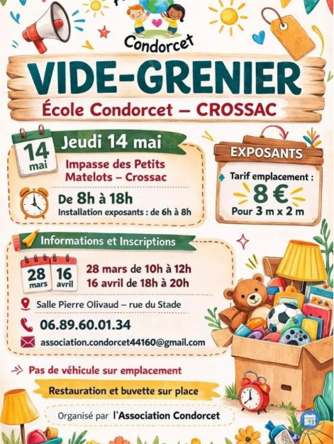 Vide grenier Ă Crossac - © association Condorcet Vide grenier Ă Crossac